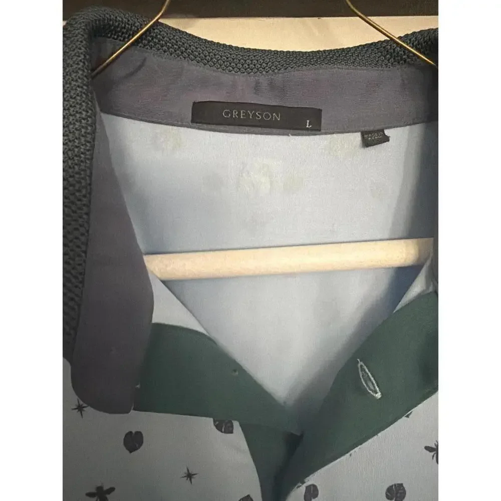 Greyson Light Blue Polo Shirt with Patterned Design Size L - Picture 2 of 3
